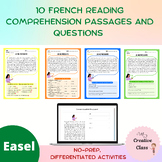 10 French reading comprehension passages and questions