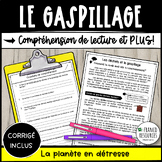 French reading comprehension activities | Le gaspillage, l