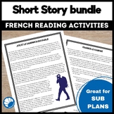 French reading comprehension activities | Short Story Bundle - French sub plan