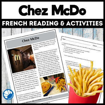 Preview of French reading Compréhension de Lecture Chez McDo