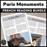 Paris monuments Intermediate French reading comprehension bundle
