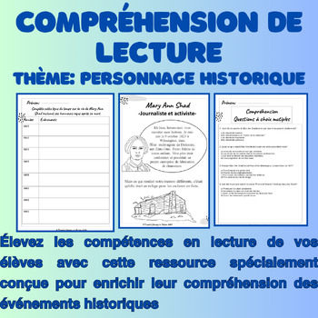 Preview of French Reading Comprehension Worksheets-Activité de compréhension de lecture