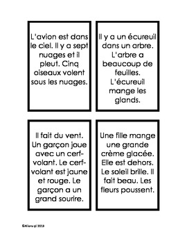 French reading comprehension game - Jeu de lecture pour tableaux blancs