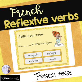 Preview of French reflexive verbs BOOM CARDS digital activity VERBES PRONOMINAUX