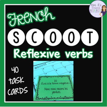 Preview of French reflexive verbs Scoot + task cards/cartes à tâches, verbes pronominaux