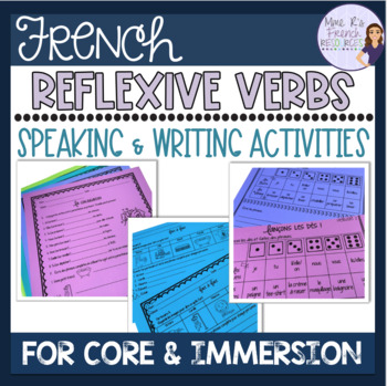 Preview of French reflexive verbs notes, vocab, and exercises - present and passé composé