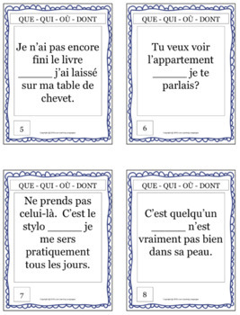 French Relative Pronouns QUI - QUE - OÙ - DONT Bundle | TPT