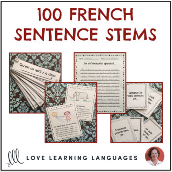 Preview of French sentence starter prompts - 100 French sentence stems
