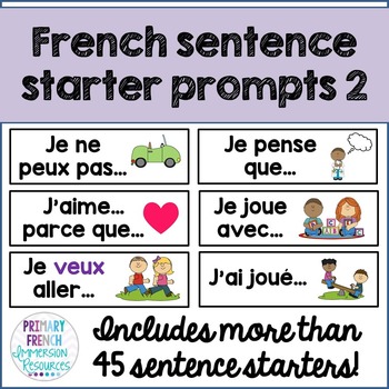 Preview of French sentence starter prompts - volume 2