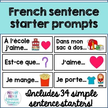 Preview of French sentence starter prompts