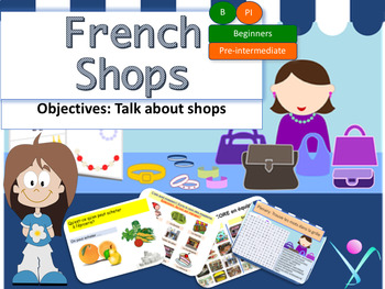 Preview of French shops, les magasins interactive activities