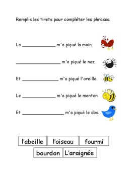 French Song And Activities Comptine Et Activites La Fourmi M A Pique La Main