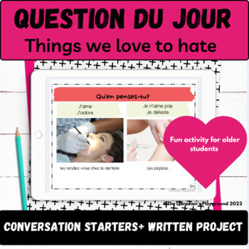 Preview of French speaking Questions du jour activities speaking Project FSL core