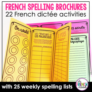 Preview of French spelling worksheets | French dictée activities | FSL spelling lists