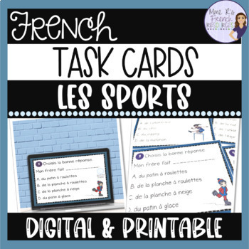 Preview of French sports vocabulary game with faire & jouer: task cards + digital version