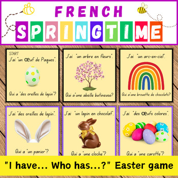 Preview of French spring game I have... Who has...?/ J'ai...Qui a...? du printemps(Easter )