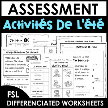 Preview of French summer activities / l'été - Reading, Writing, & Assessment