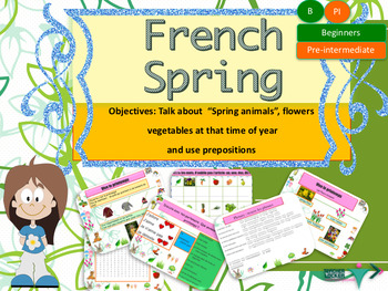 Preview of French spring (animals, flowers, vegetables) le printemps PPT for beginners