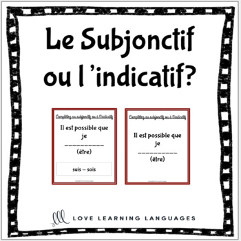 Preview of French subjunctive or indicative paired activities and worksheet