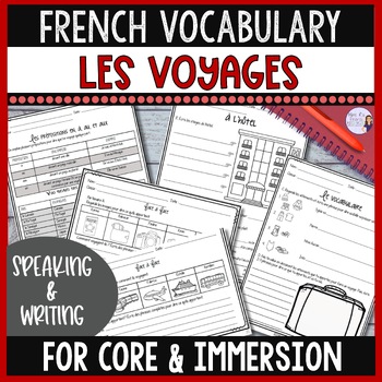 Preview of French travel vocabulary speaking & writing activities & worksheets LES VOYAGES