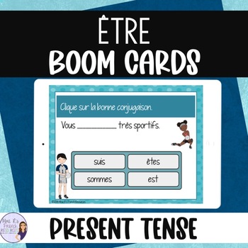 Preview of French verb être task cards BOOM CARDS digital task cards CONJUGAISON