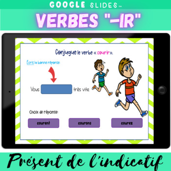 Preview of French conjugation verbs in -IR Present tense Google Slides Practice Grammar