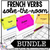 French verbs write-the-room task card BUNDLE