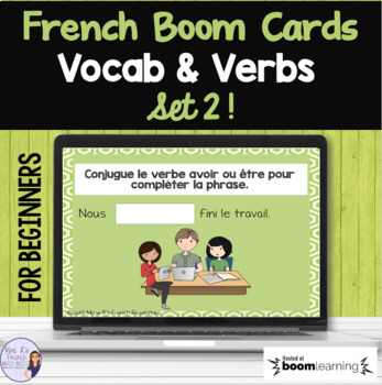 Preview of French vocabulary & verbs digital resource BOOM CARDS: VERBES ET VOCABULAIRE