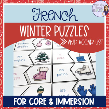 Preview of French winter vocabulary puzzles CASSE TÊTE: L'HIVER