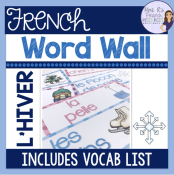 Preview of French winter vocabulary word wall MUR DE MOTS L'HIVER