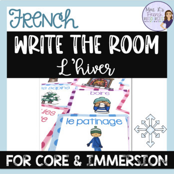 Preview of French winter vocabulary write the room  ÉCRIS LA SALLE - HIVER