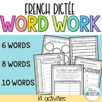 Preview of French word work dictée practice activities (any list)