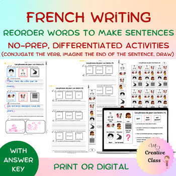 Preview of French writing : Je construis mes phrases