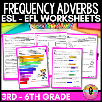 Preview of Frequency Adverbs Worksheets ESL Activities for 3rd to 5th Grades