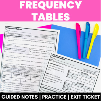 Preview of Frequency Tables Scaffolded Guided Notes with Practice Exit Ticket Lesson