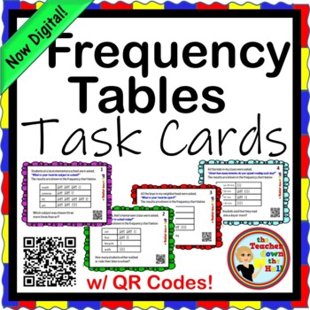 Preview of Frequency Tables Task Cards w/ QR Codes NOW Digital!