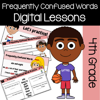 Preview of Frequently Confused Words 4th Grade Interactive Google Slides | Grammar Practice