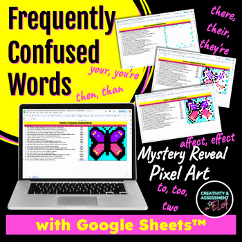 Preview of Frequently Confused Words Activity | ELA Mystery Reveal Picture Pixel Art Puzzle