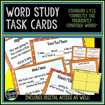 Preview of Frequently Misspelled Words Task Cards - Homophones Activity - Print & Digital