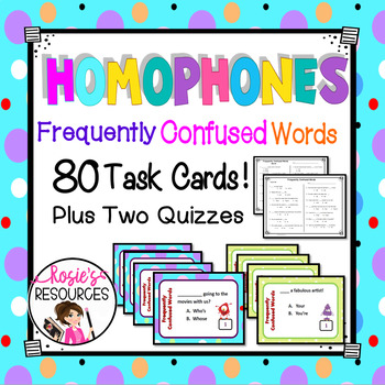 Preview of Homophones - Frequently Confused Words Task Cards:  Two Sets PLUS 2 Free Quizzes