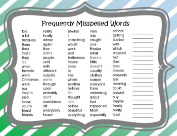 Preview of Frequently Misspelled Word Lists and Sight Words for All Grades