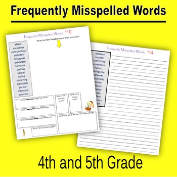 Preview of Frequently Misspelled Words (4th grade - 5th grade)