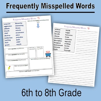 Preview of Frequently Misspelled Words (6th grade - 8th grade)