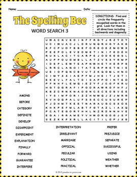 Frequently Misspelled Words Word Search Worksheets by Puzzles to Print