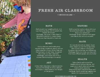 Preview of Fresh Air Classroom Choice Board Package