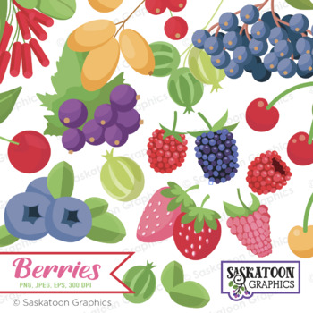 Preview of Fresh Berries Clipart - Create a Healthy Meal - Natural Food