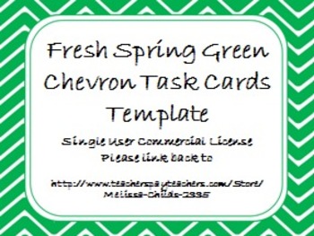 Preview of Fresh Spring Green Chevron Task Card/Scoot Card Templates