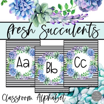 Fresh Succulents Watercolor Decor Classroom Alphabet | TPT
