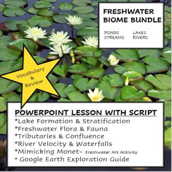 Preview of Freshwater Biome Lesson with Script, Vocab, Review, & Activities Bundle