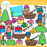 Outdoor Kids and Fish Freshwater Fishing Clip Art